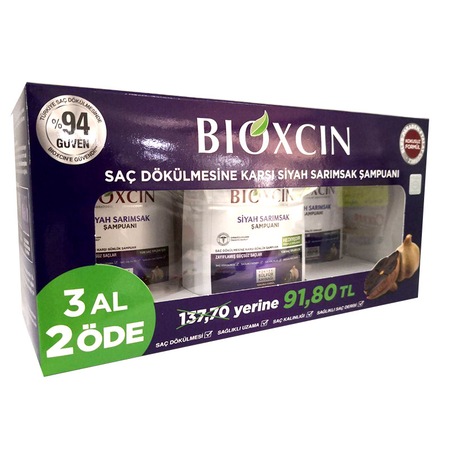 Bioxcin Saç Dökülmesine Karşı Siyah Sarımsak Şampuanı 3 x 300 ML