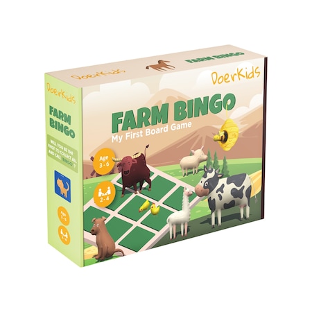 DoerKids Tombala - Çiftlik Temalı Çocuk Tombalası 2 - 6 Yaş Farm Bingo