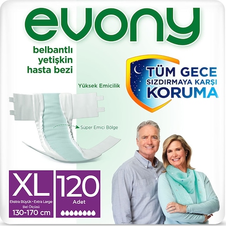 Evony Bel Bantlı Yetişkin Hasta Bezi Büyük Boy XL 4 x 30'lu