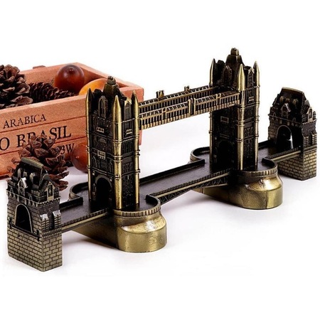 Vintage Metal İngiltere London Tower Bridge Biblo Antik Bronz 20 Cm