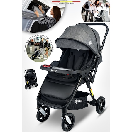 Baby Home 900 X3 Çift Yönlü Bebek Arabası Black Antrasit