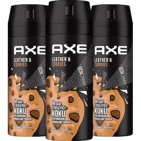 Axe Leather Cookies Erkek Sprey Deodorant 150 ML x 3