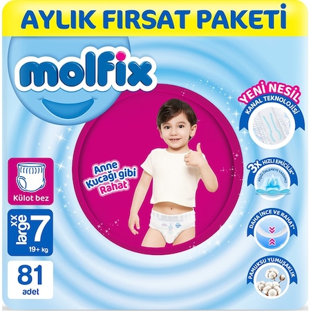 Molfix Pants Bebek Bezi 7 Beden XXL Aylık Fırsat Paketi 81 Adet