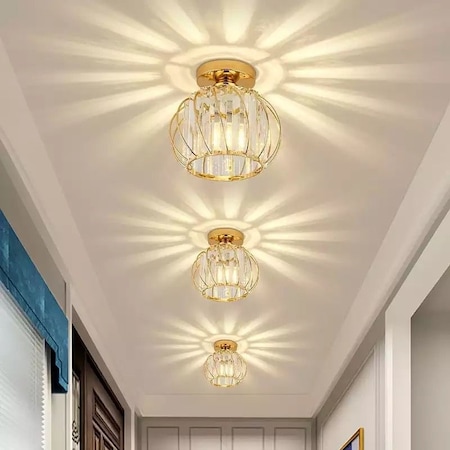 Luna Lighting Luxury Plafonyer Gold Kristal Taşlı Avize LUNA-EG-1G