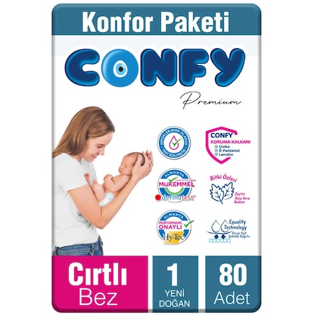 Confy Premium Bebek Bezi 1 Numara Yenidoğan 80 Adet