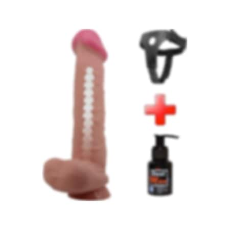 Odins Shop Belden Bağlamalı 26 CM Kıkırdak Yapılı Çift Katmanlı Melez Gerçekçi Dildo Penis