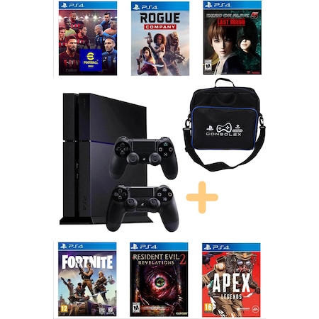 Playstation 4 Fat 1 TB Oyun Konsolu + 2. PS4 Kol + 10 Oyun (Yenilenmiş)