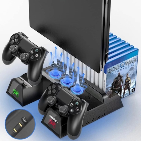 Ps4 3 Soğutma Fanlı Stand Şarj Dock Playstation 4 Slim Tp4-882c