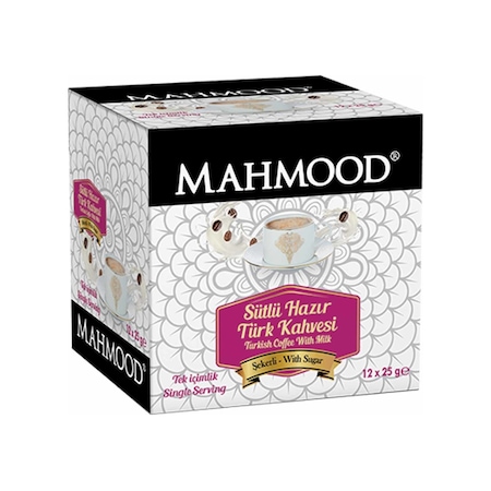 Mahmood Coffee Sütlü Şekerli Hazır Türk Kahvesi 12 x 25 G