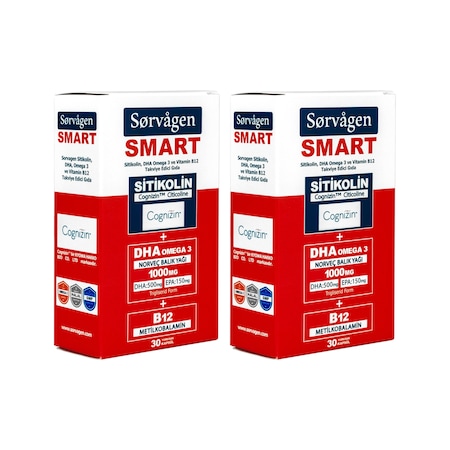 Sorvagen Smart Sitikolin DHA Omega 3 ve B12 30 Kapsül 2 Adet