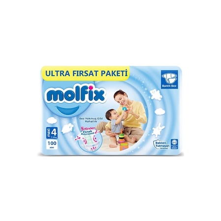 Molfix Pure&Soft Bebek Bezi 4 Numara Maxi Ultra Fırsat Paketi 2 x 100 Adet