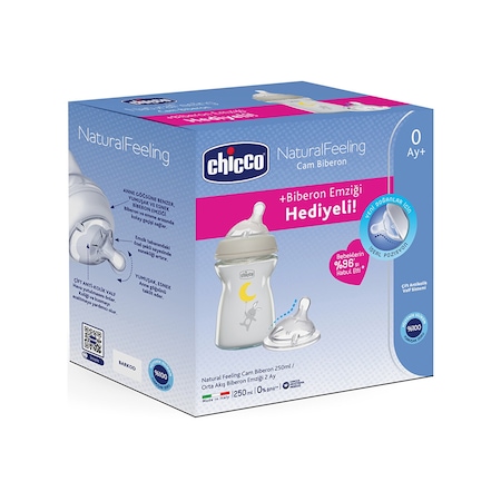 Chicco Natural Feeling Cam Biberon 250 ml Biberon Emziği Hediyeli