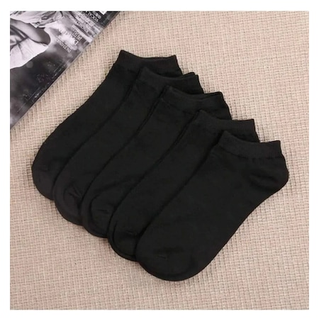 Unisex Kısa Patik Çorap 5 Çift Siyah