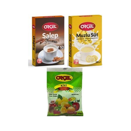 Orçel Muzlu Süt 200 G + Orçel Kivi 300 G + Orçel Salep Aromalı İçecek