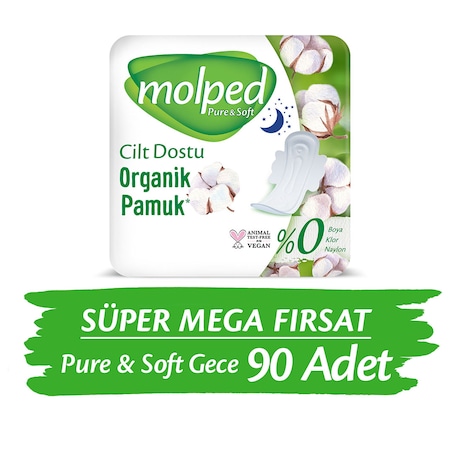 Molped Pure & Soft Gece Hijyenik Ped Süper Mega Paket 90 Adet