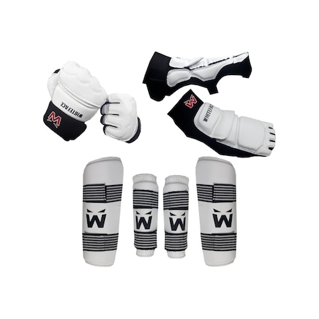 White Face Taekwondo Koruyucu Set & Taekwondo Ayaküstü + Eldiven + Kol Kaval-standart