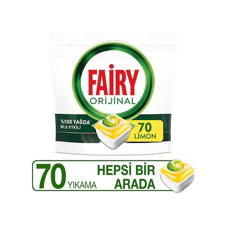 Fairy Hepsi Bir Arada Limon Kokulu Bulaşık Makinesi Deterjanı 70 Tablet