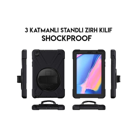 Ally Galaxy Tab P200-P205 3 Katmanlı Standlı Zırh Kılıf-Shockpr