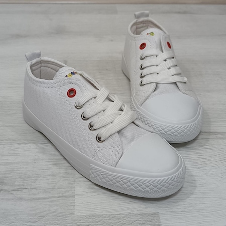 Fiyra 9001 Beyaz Keten Sneaker Bağacaklı Çocuk Spor Ayakkabı 001