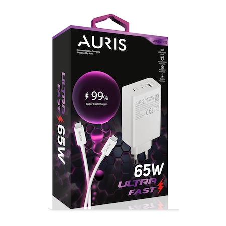 Auris ARS-Ch65 65 Watt Usb To Type C Ultra Fast Hızlı Şarj Aleti Seti
