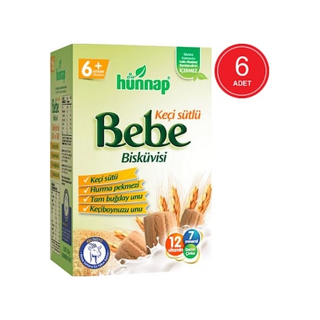 Hünnap Keçi Sütlü 6+ Ay Bebe Bisküvisi 6 x 400 G