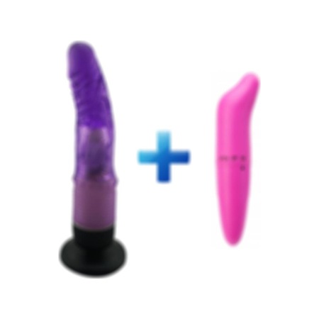 Hızlı Express 20 CM Güçlü Titreşimli Vantuzlu Mor Jel Vibratör + G-Spot Vibratör