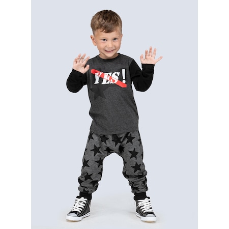 LupiaKids Yes Yıldızlı Erkek Çocuk Pantolon Tshirt Alt Üst Takım LP-22WIN-038