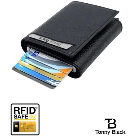 Tonny Black Orijinal Otomatik Mekanizmalı Kutulu Rfid Korumalı Hırsızlık Engelleyici Para & Kartlıklı Cüzdan