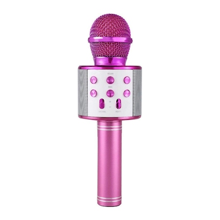 Ws 858 Karaoke Mikrofon Bluetooth Hoparlör Pembe