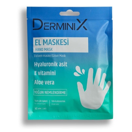 Derminix Aloe Vera Özlü Hyaluronik Asit & Vitamini E İçerikli Nemlendirici El Maskesi 2'li