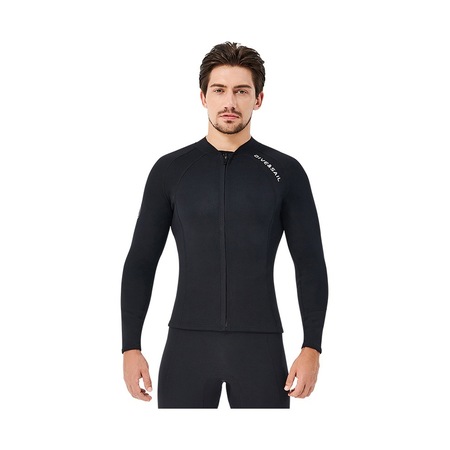 Jzcat 2mm Wetsuit Split Top Uzun Kollu Kalınlaştırılmış Dalış Elbisesi Soğuk Hava Sıcak Şnorkel Takım-erkek Siyah