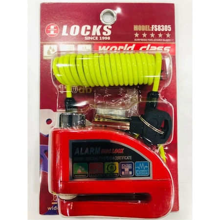 World Class Locks 110 DB Alarmlı Disk Kilidi Kırmızı