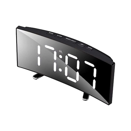 White Led Mırror Clock Beyaz Led Işıklı Saat Masa Saati Alarm Derece Tarih Pilli + Usb Dijital Saat