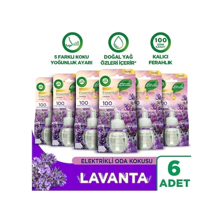 Air Wick Elektrikli Oda Kokusu Yedek Şişe Lavanta Esansiyel Yağlar İçerir 6 x 20 ML