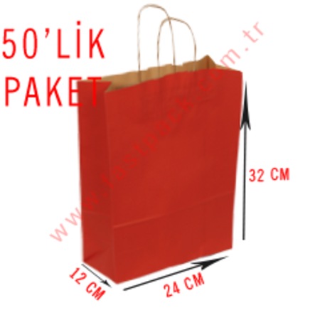 50 Adet 24x32 Cmlik Sapli Renkli Kraft Kagit Poset Canta Fiyatlari Ve Ozellikleri