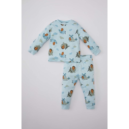 Defacto Erkek Bebek Ayı Baskılı Uzun Kollu Premium 2li Pijama Takımı B7741a524spbe440