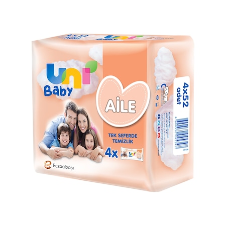 Uni Baby Aile Islak Havlu 4 X 52 Adet