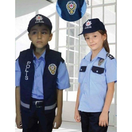 Çocuk Polis Kıyafeti Yelekli 4 Parça 2-10 Yaş Çocuk Polis Kostüm (529031620)