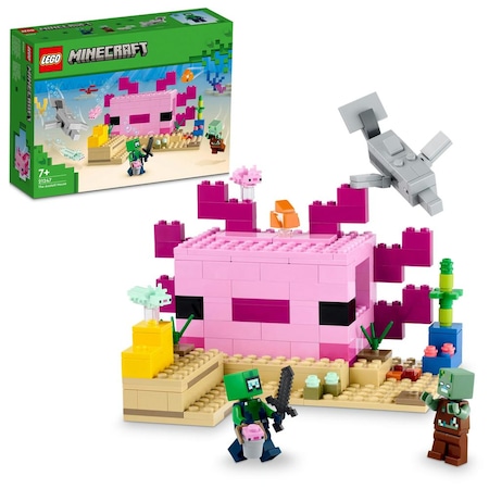 LEGO® Minecraft Aksolotl Evi 21247 7+ Yaratıcı Oyuncak Yapım Seti - 242 Parça