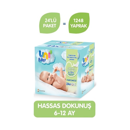 Uni Baby Hassas Dokunuş Islak Mendil 24 X 52'li