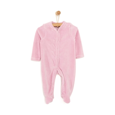 HelloBaby Yenidoğan Nakışlı Kadife Patikli Tulum Unisex 23Khlbutlm027_Pembe