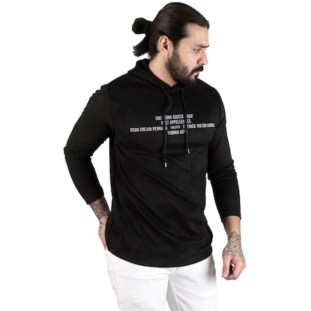 DeepSEA Erkek Baskılı Kadife Sweatshirt 2303082