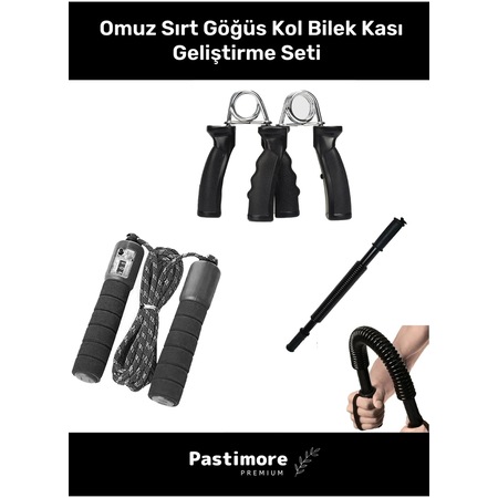 Premium 5 Parça Spor Seti Omuz Sırt Göğüs Kol Bilek Kası Geliştirme Seti Kas Geliştirme Fitness Seti