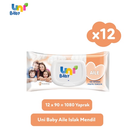 Uni Baby Aile Islak Mendil 12 x 90'lı 1080 Yaprak