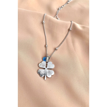 X-lady Accessories Gümüş Renk 4 Yapraklı Yonca Arpa Zincir - 2402 Çok Renkli