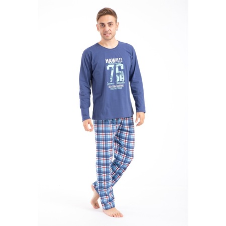 Tampap 2170 Baskılı Uzun Kol Erkek Pijama Takımı Turkuaz