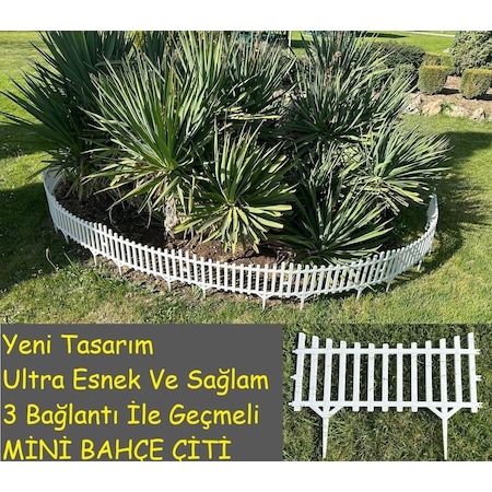 10 Adet Yerli Üretim Mini Bahçe Çiti Dekoratif Esnek Plastik Çit Peyzaj Koruma Çiti Toplam 580-36 Cm