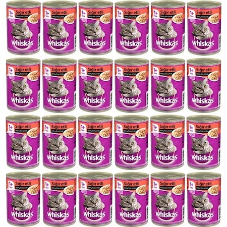 Whiskas Sığır Etli Konserve Yetişkin Kedi Maması 24 x 400 G