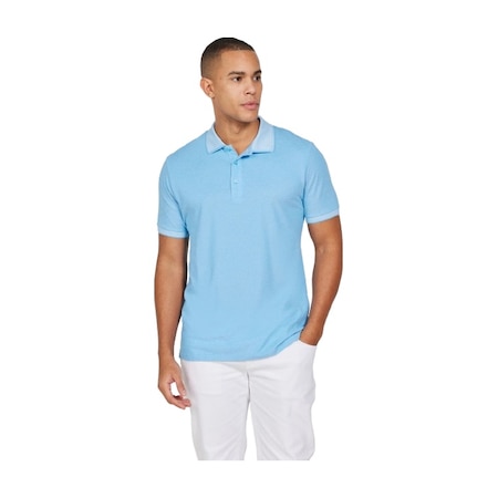 Ac&Co / Altınyıldız Classics 4A4820200047Mavm Düğmeli Polo Yaka Cepsiz Slim Fit Erkek Tişört Mavi