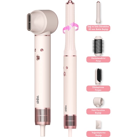 Sinbo Pro Airwrap Compact Uzun Multi-Styler 5in1 Saç Şekillendirme Seti